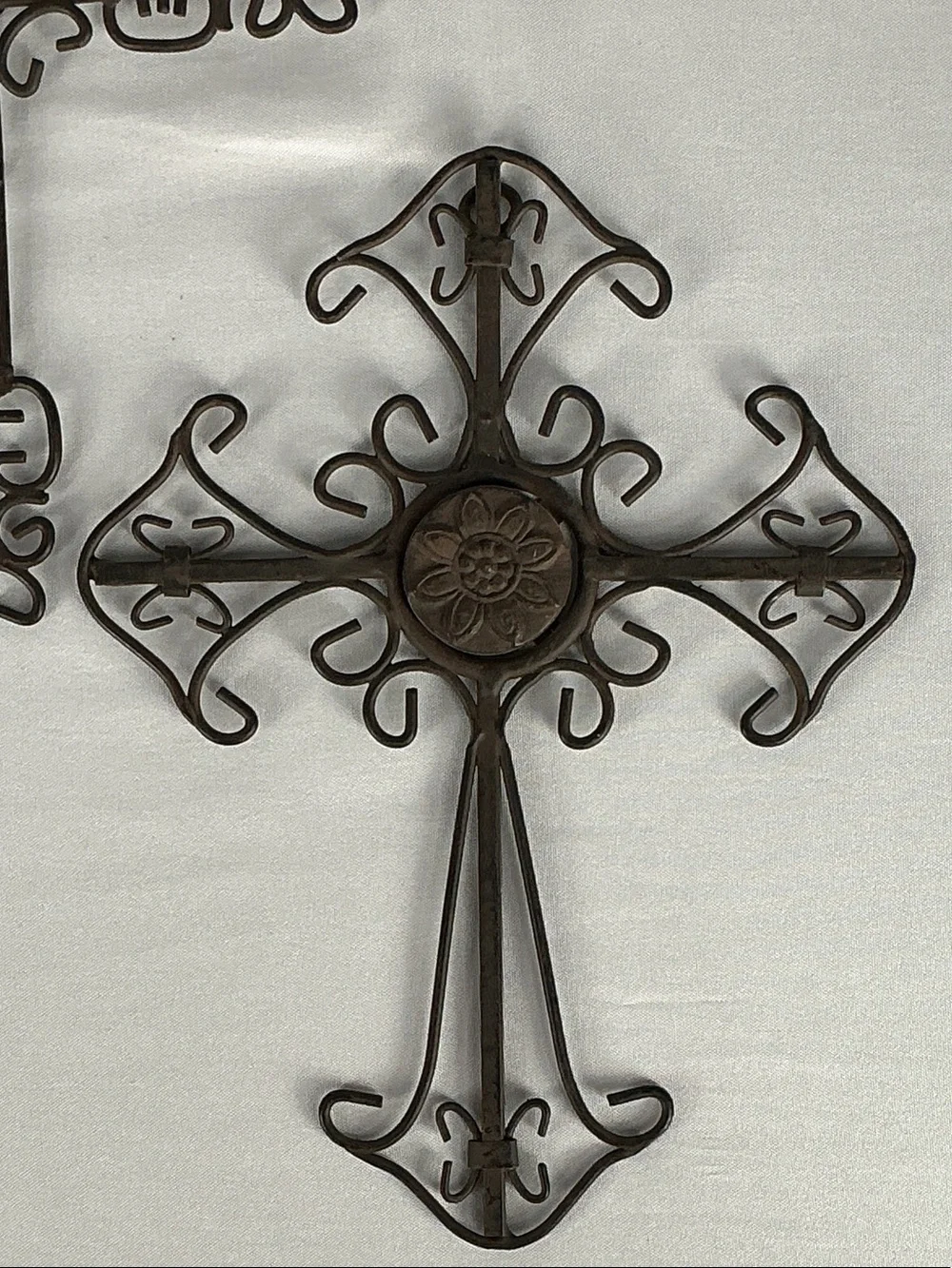 Dicksons Rustic Metal Wall Cross Trio Set 3 Western Fleur De Lis Gothic Brown